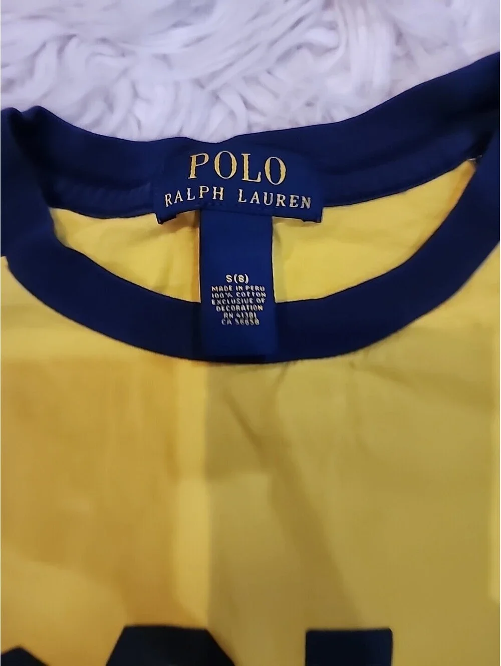 Polo Ralph Lauren Boys S8 Shirt Yellow Navy Sleeves Graphic POLO RN 41381 56658
